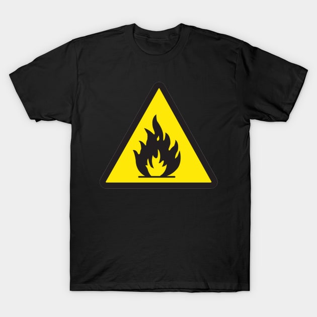 Warning Flammable T-Shirt by  The best hard hat stickers 